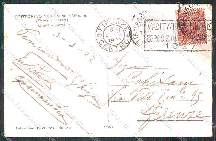 Genova Portofino Vetta cartolina MT3090 – retro