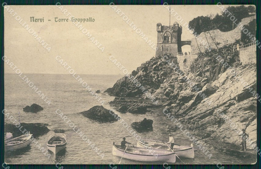 Genova Nervi Torre Groppallo Barche cartolina MT3107 – fronte