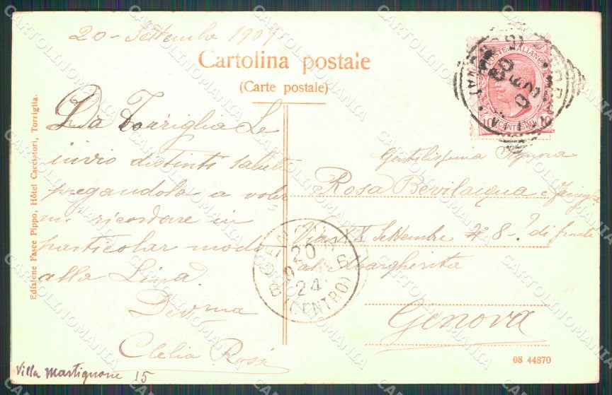 Genova Torriglia cartolina MT3115 – retro
