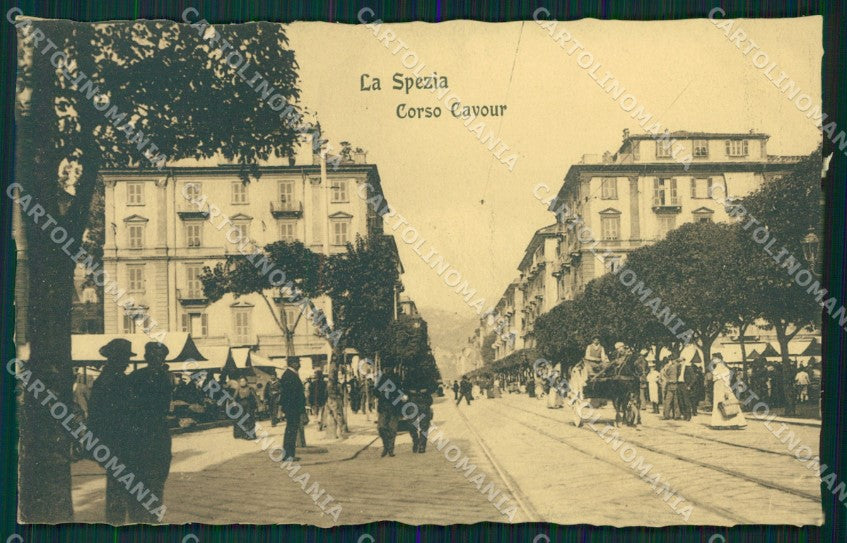 La Spezia città Corso Cavour Carrozza cartolina MT3124 – fronte