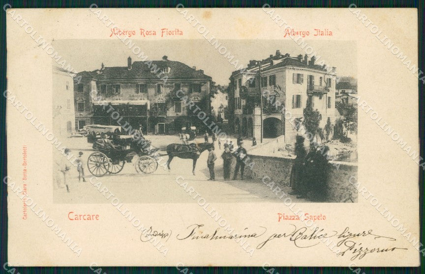 Savona Carcare Piazza Sapeto Carrozza cartolina MT3154 – fronte