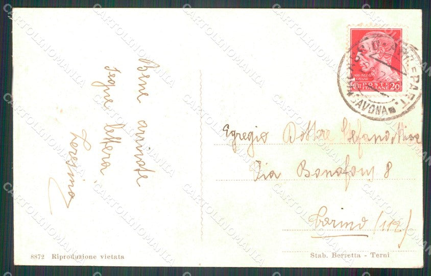 Savona Alassio PIEGA SCOLLATA cartolina MT3203 – retro