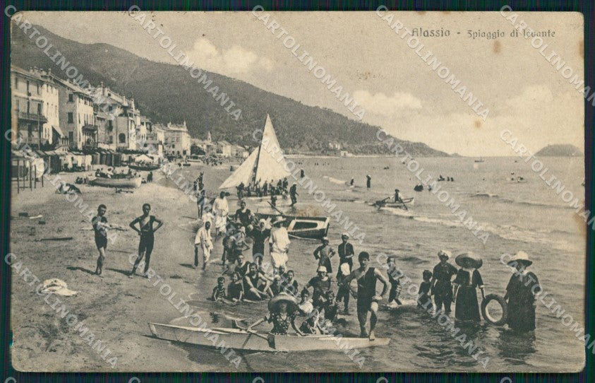 Savona Alassio Barche PIEGA cartolina MT3240 – fronte