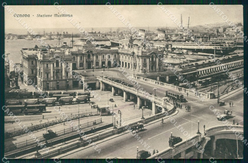 Genova città Stazione Marittima Treno SCOLLATA cartolina MT3269 – fronte