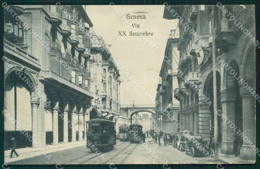 Genova città Via XX Settembre Tram Auto SCOLLATA cartolina MT3279 – fronte