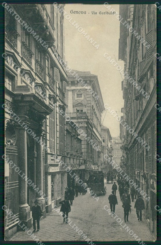 Genova città Via Garibaldi Corriera cartolina MT3288 – fronte