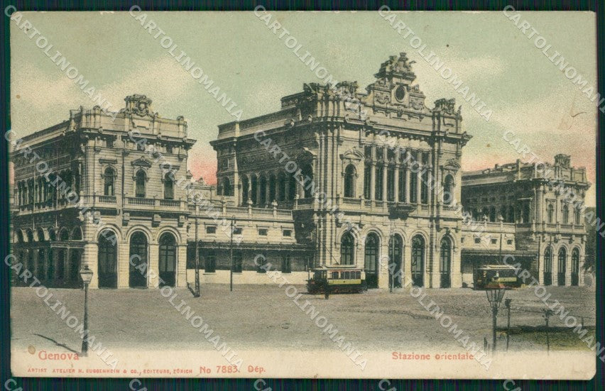 Genova città Stazione Orientale Tram cartolina MT3308 – fronte