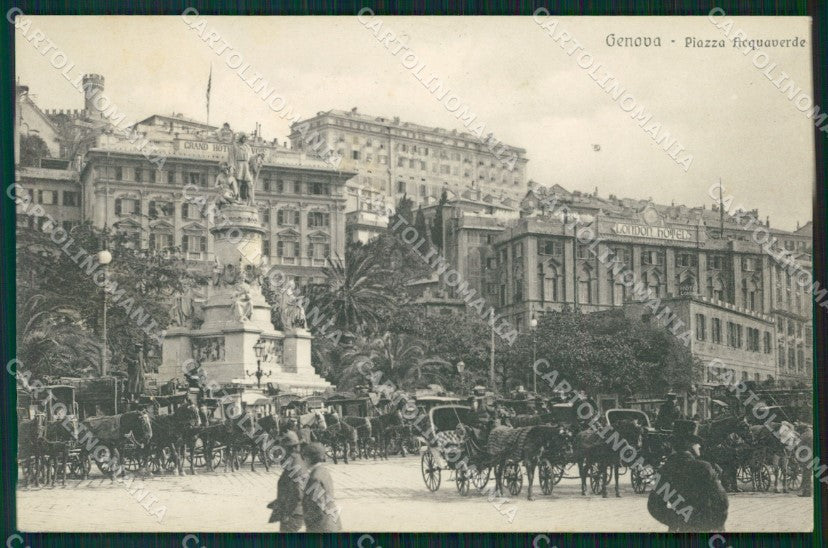 Genova città Piazza Acquaverde Carrozze cartolina MT3312 – fronte