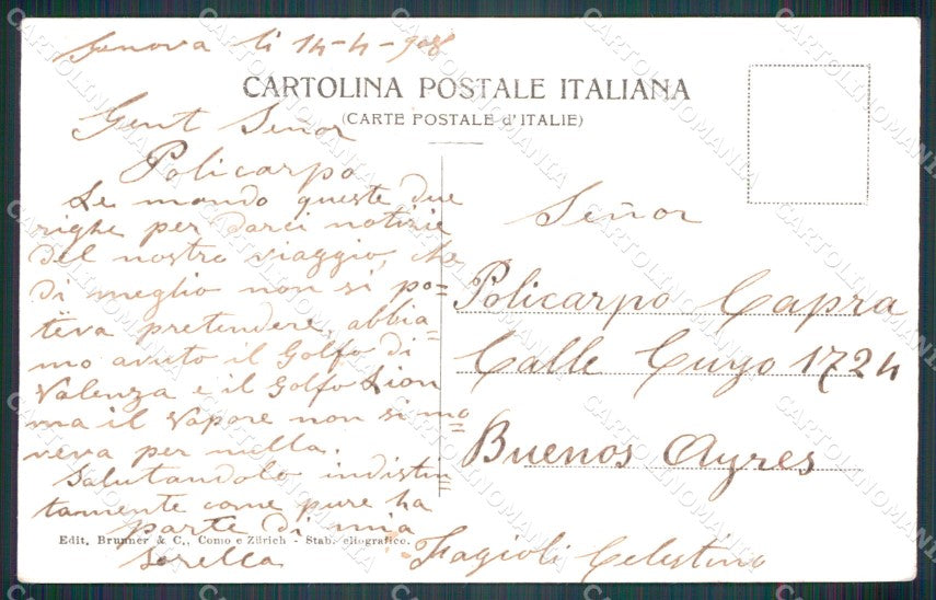 Genova città Cristoforo Colombo Diligenza cartolina MT3313 – retro