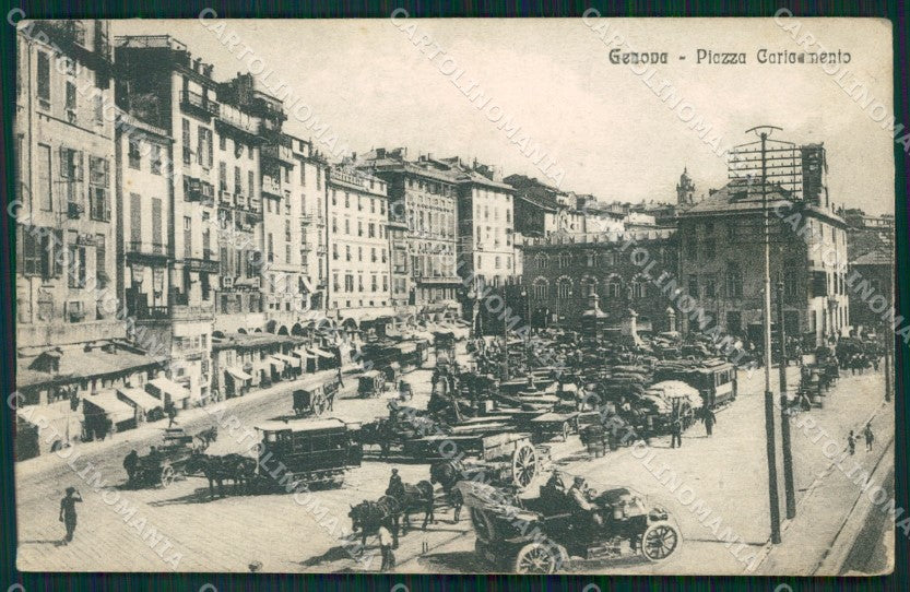 Genova città Piazza Caricamento Auto Diligenza cartolina MT3332 – fronte