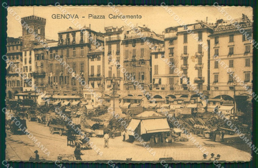 Genova città Piazza Caricamento Carretti cartolina MT3334 – fronte