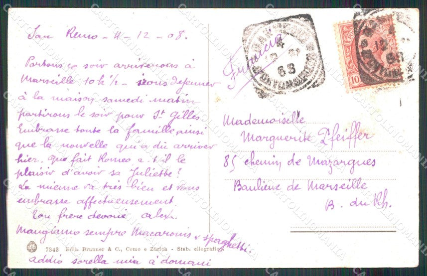 Imperia Sanremo Porto Veliero cartolina MT3428 – retro