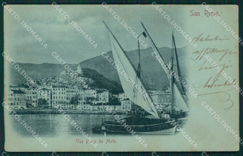 Imperia Sanremo Molo Chiaro di Luna Barche cartolina MT3429 – fronte
