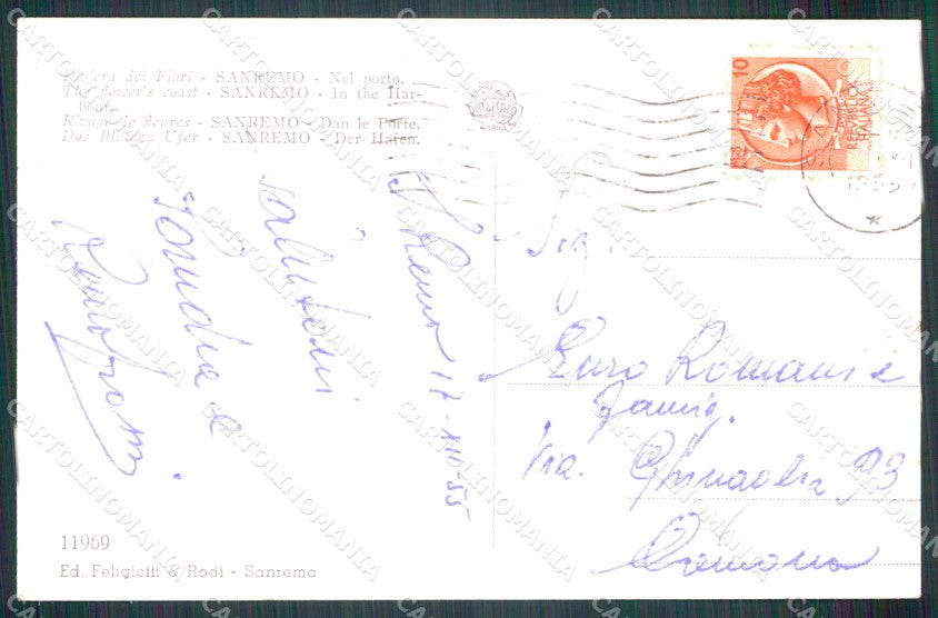 Imperia Sanremo Porto Barche Foto cartolina MT3431 – retro