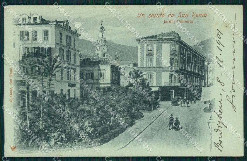 Imperia Sanremo Giardino Umberto Chiaro di Luna cartolina MT3459 – fronte