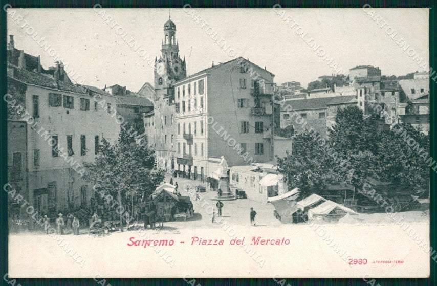 Imperia Sanremo Piazza del Mercato Alterocca 2980 PIEGA cartolina MT3495 – fronte