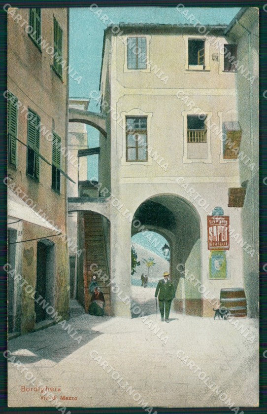 Imperia Bordighera Via di Mezzo cartolina MT3552 – fronte