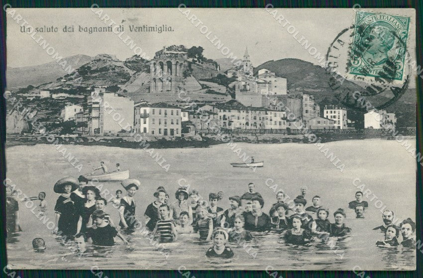 Imperia Ventimiglia Bagnanti Barche cartolina MT3651 – fronte