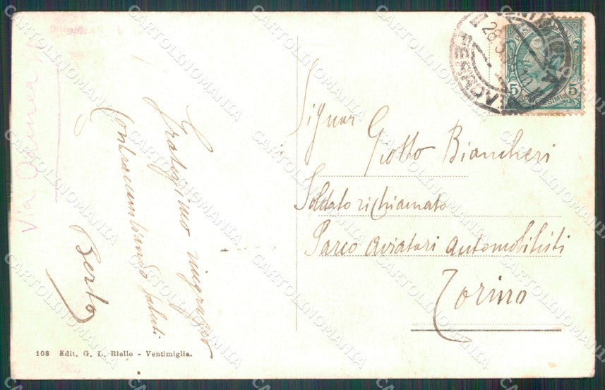 Imperia Ventimiglia Tram cartolina MT3688 – retro