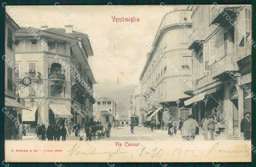 Imperia Ventimiglia Via Cavour Tram cartolina MT3724 – fronte