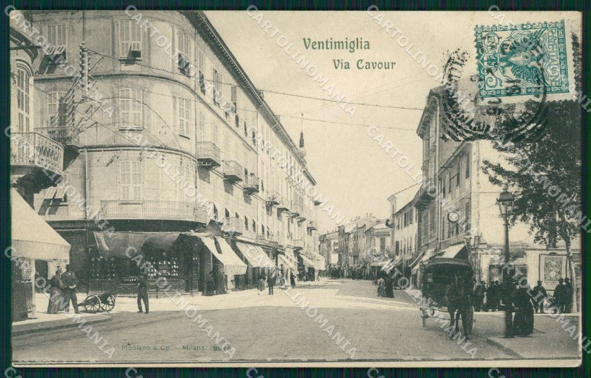 Imperia Ventimiglia Via Cavour Carrozza cartolina MT3727 – fronte
