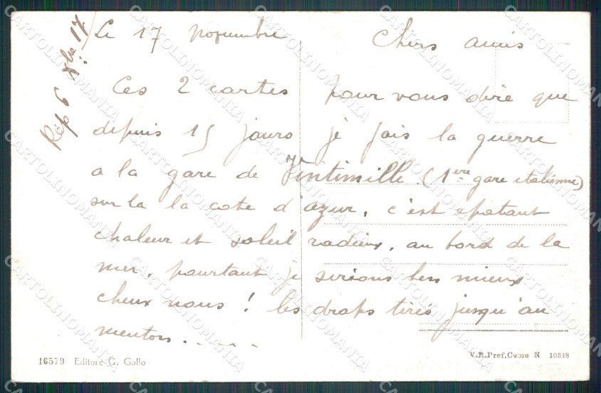 Imperia Ventimiglia Piazza della Stazione Carrozze cartolina MT3741 – retro