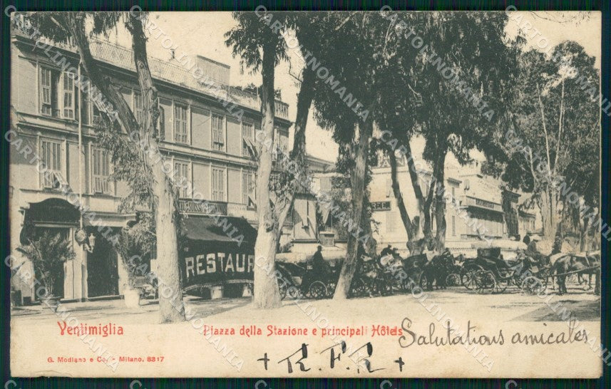 Imperia Ventimiglia Piazza della Stazione Carrozze cartolina MT3742 – fronte