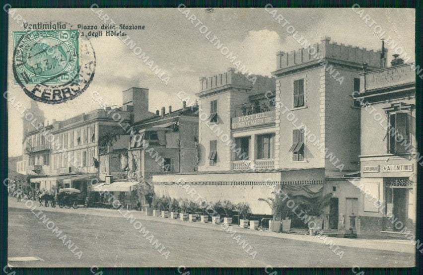 Imperia Ventimiglia Piazza della Stazione PIEGHE cartolina MT3743 – fronte