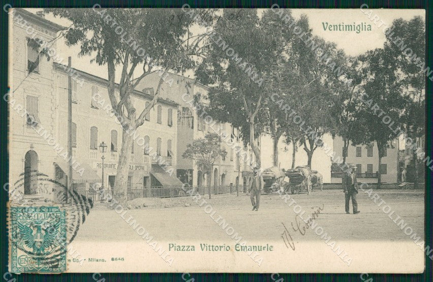 Imperia Ventimiglia Piazza Vittorio Emanuele Carrozze cartolina MT3749 – fronte