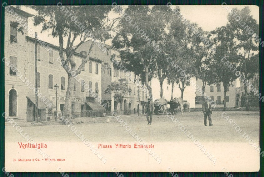 Imperia Ventimiglia Piazza Vittorio Emanuele Carrozze cartolina MT3750 – fronte
