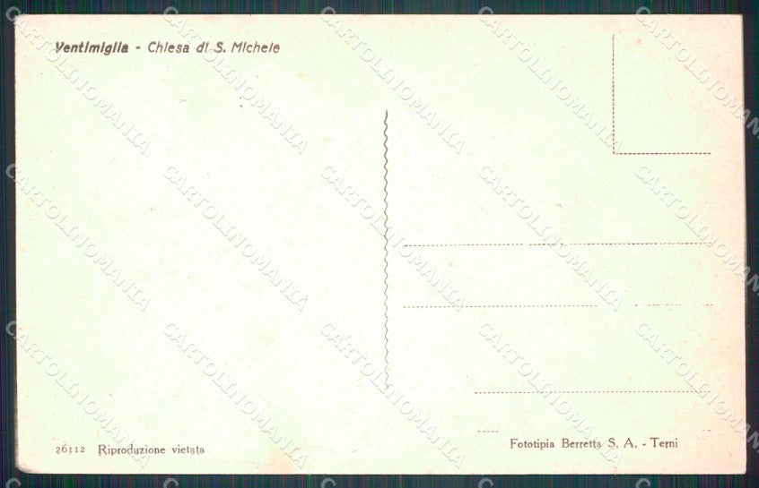 Imperia Ventimiglia Chiesa San Michele cartolina MT3767 – retro
