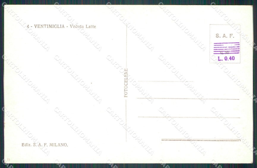 Imperia Ventimiglia Latte Foto cartolina MT3778 – retro