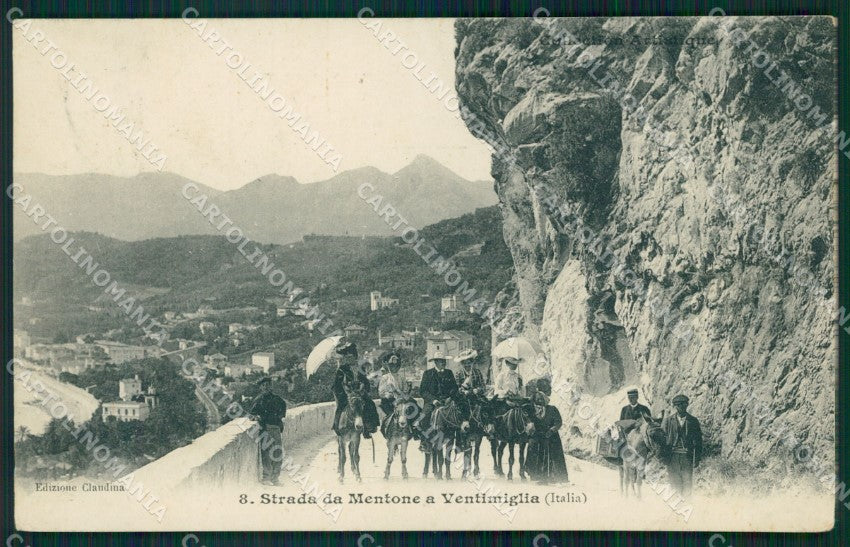 Imperia Ventimiglia Strada di Mentone Asini cartolina MT3791 – fronte