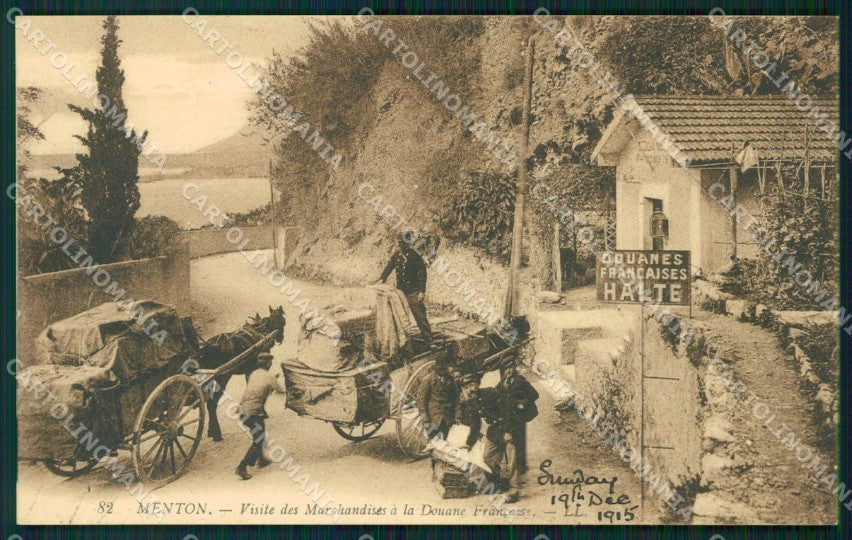 Francia Mentone Dogana Carretti cartolina MT3812 – fronte