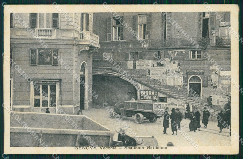 Genova città Scalinata Battistine Trattore cartolina MT3913 – fronte