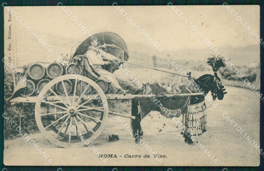 Roma città Carro da Vino Costumi cartolina MT3935 – fronte