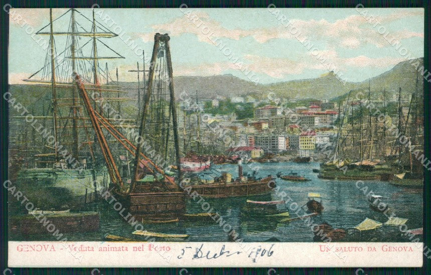 Genova città Porto Barche cartolina MT3938 – fronte