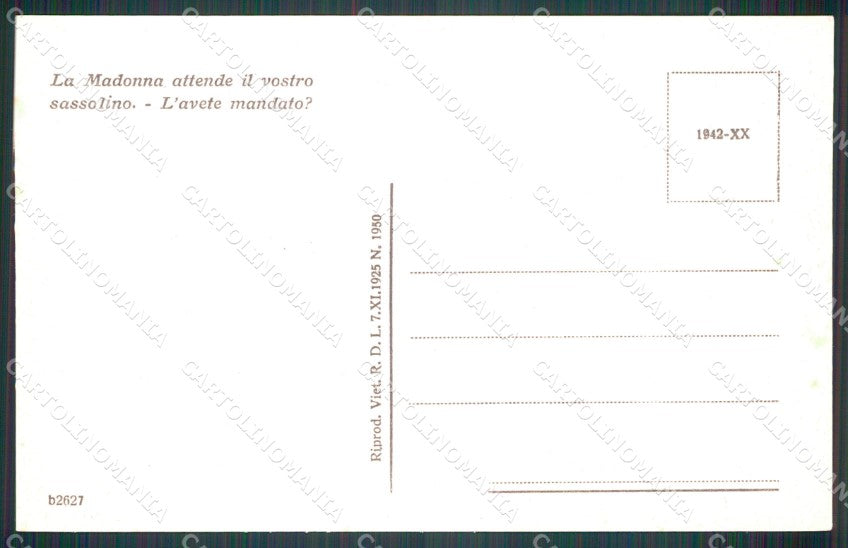 Savona Casa Madonna della Guardia dell'Opera Bambino Gesù cartolina MT3939 – retro