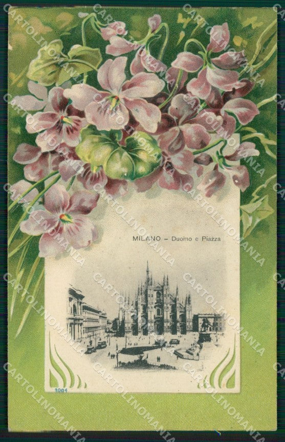 Milano città Duomo Rilievo Violette cartolina MT3944 – fronte