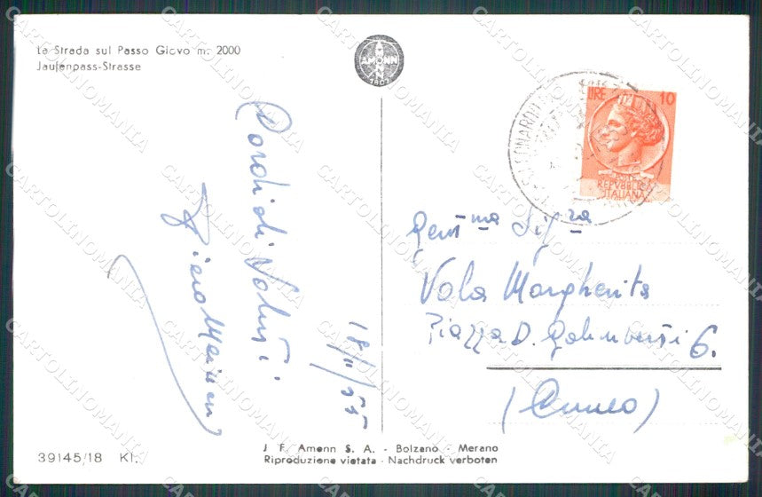 Bolzano Passo Giovo Foto cartolina MT3956 – retro