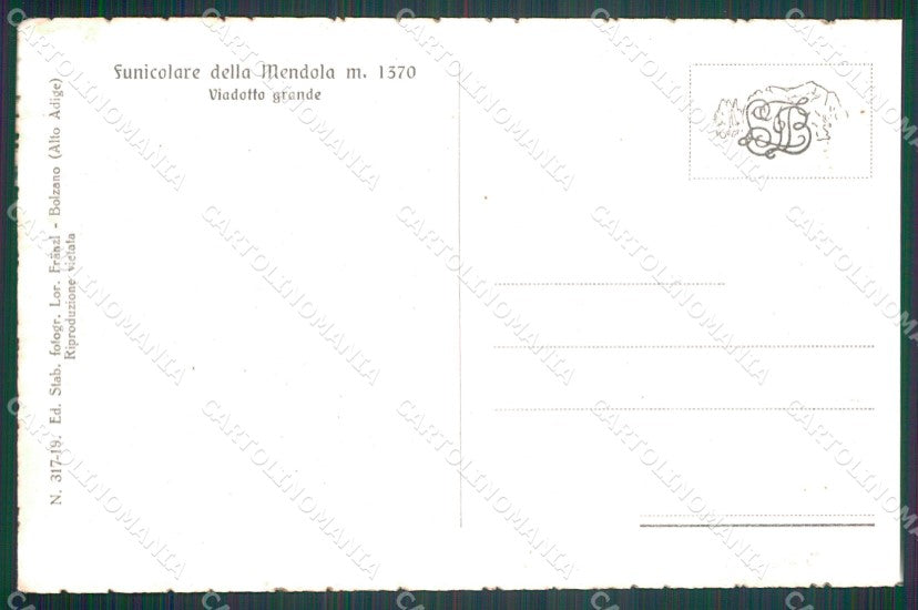 Bolzano Caldaro Funicolare della Mendola PIEGHINA cartolina MT3995 – retro