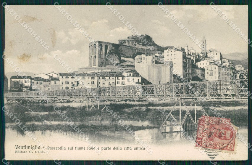 Imperia Ventimiglia Passerella sul Fiume Roia PIEGATA cartolina MT4056 – fronte
