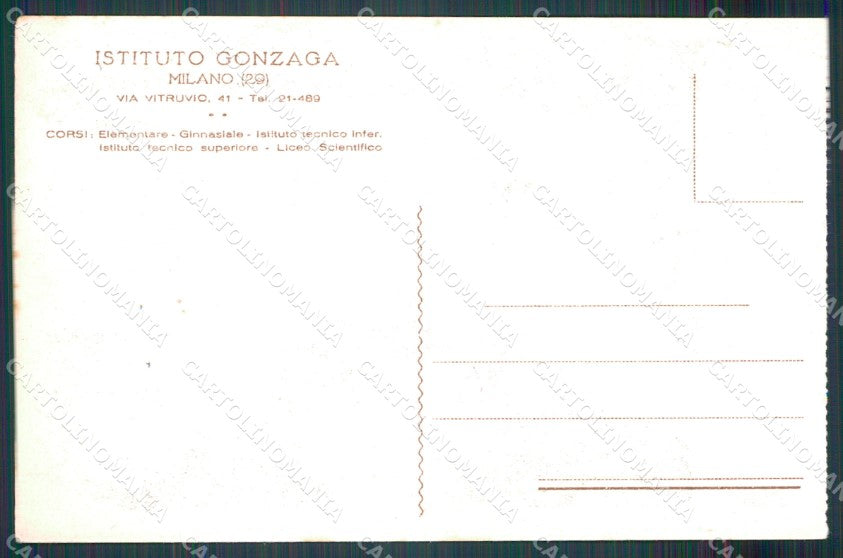 Milano città Istituto Gonzaga Scuola di Dattilografia cartolina MT4104 – retro
