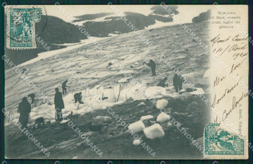 Aosta Bard Ghiacciaio di Alpinismo Taglio Ghiaccio cartolina MT4108 – fronte