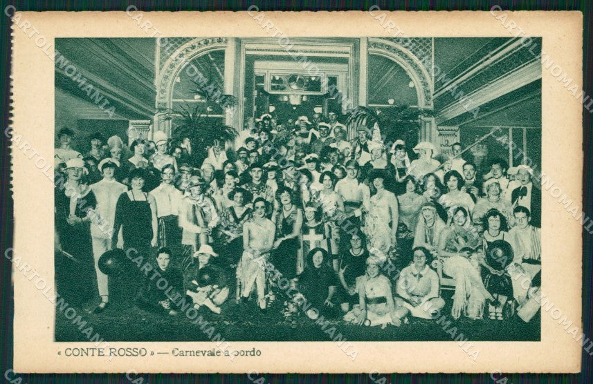 Genova città Transatlantico Conte Rosso Carnevale a Bordo cartolina MT4114 – fronte