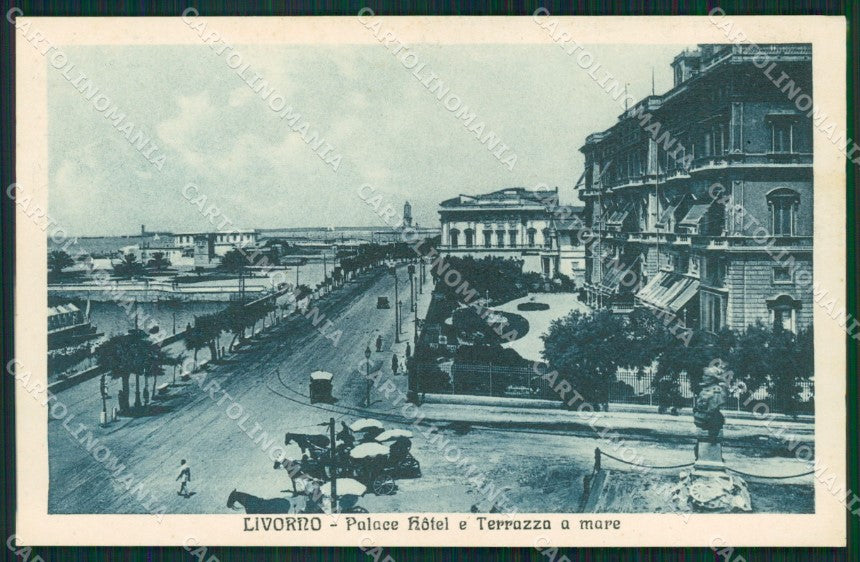 Livorno città Hotel Palace Carrozze cartolina MT4128 – fronte
