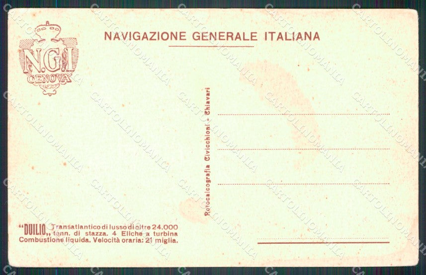 Genova città Transatlantico Duilio PIEGA cartolina MT4140 – retro