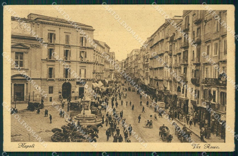 Napoli città Via Roma Auto Carrozze cartolina MT4160 – fronte