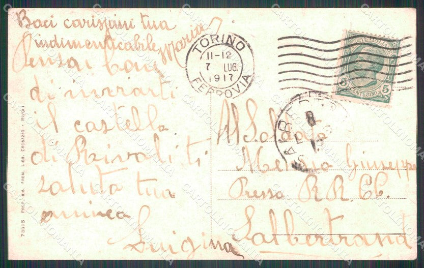 Torino Rivoli Torinese Castello Reale RIFILATA cartolina MT4204 – retro