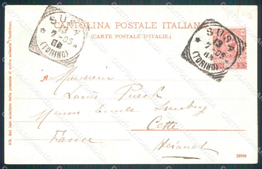 Torino Susa Via Palazzo di Città RIFILATA cartolina MT4285 – retro